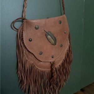 Brown Fringe Leather Boho Bag